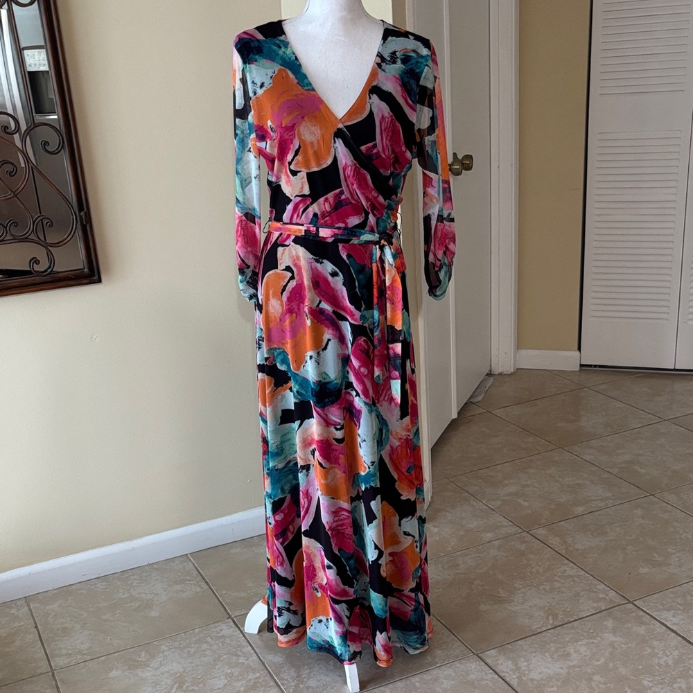 Vibrant Floral Long Sleeve Maxi Dress
